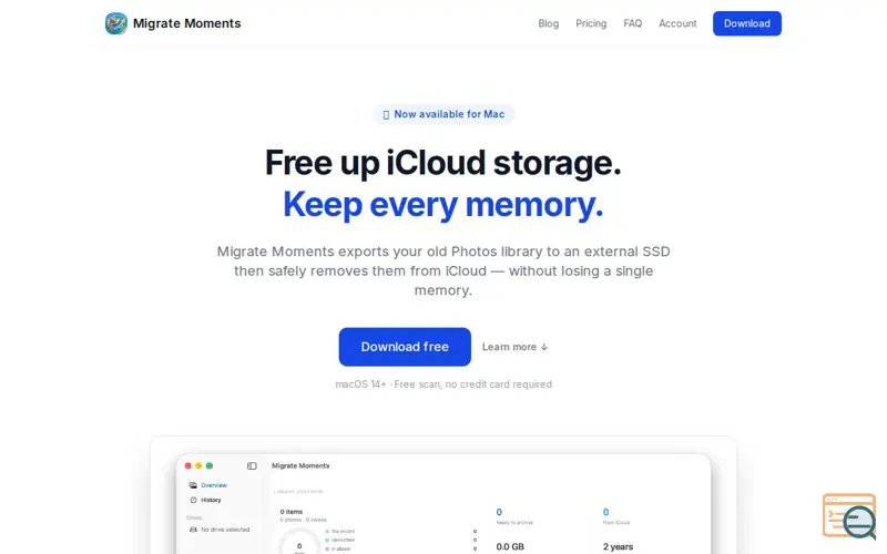 Screenshot of Migrate Moments