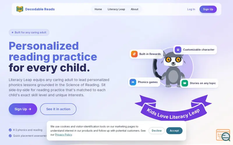 Screenshot of Literacy Leap