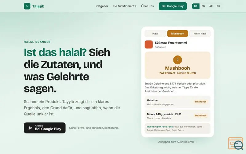 Screenshot of Tayyib