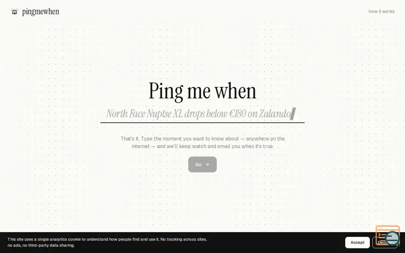 Screenshot of PingMeWhen