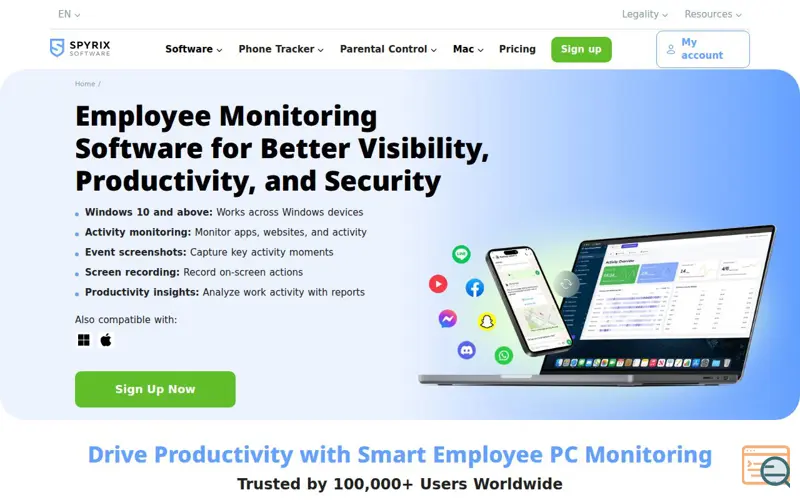 Screenshot of Spyrix Employee Monitoring Software, a launch using Bitrix24