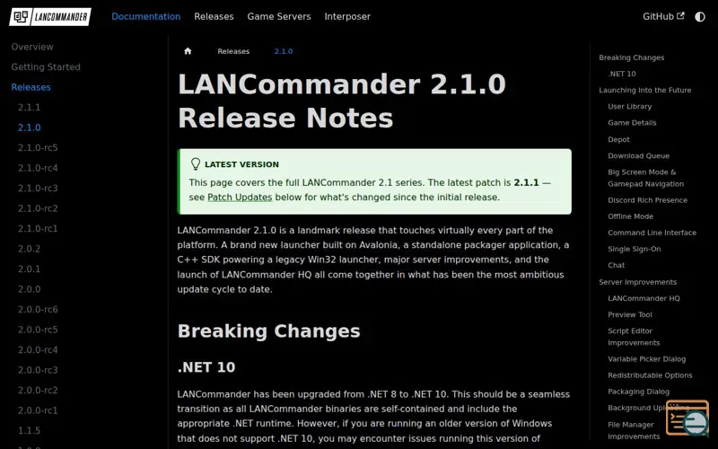 Screenshot of LANCommander v2.1.0