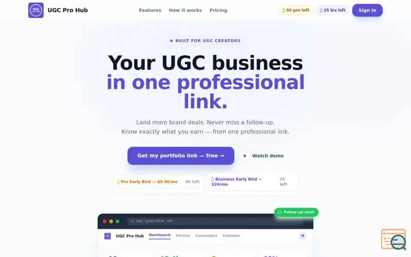 Screenshot of UGC Pro Hub
