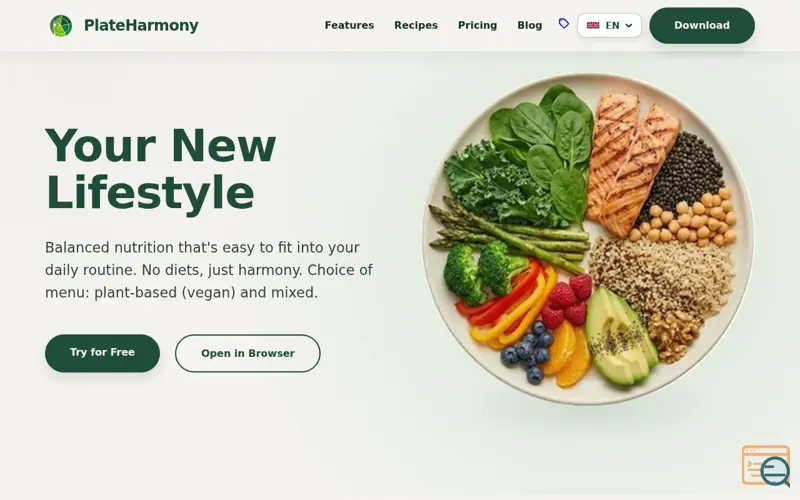 Screenshot of PlateHarmony: Healthy Eating