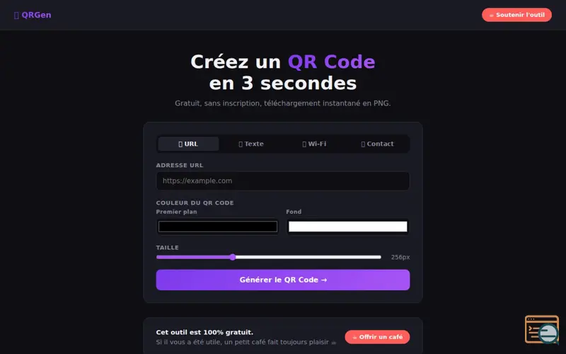Screenshot of QR Code Generator — Gratuit & Rapide