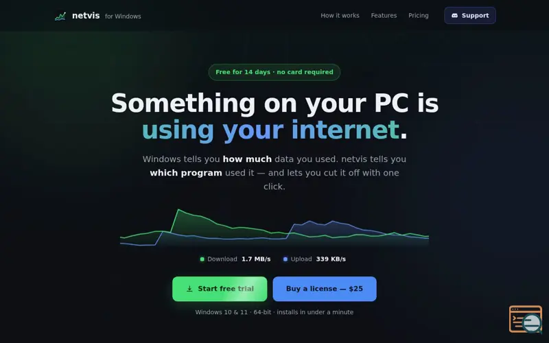 Screenshot of netvis - bandwidth manager
