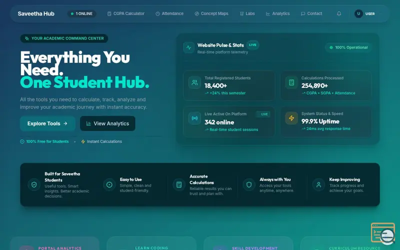 Screenshot of Saveetha Hub