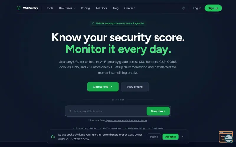 Screenshot of WebSentry