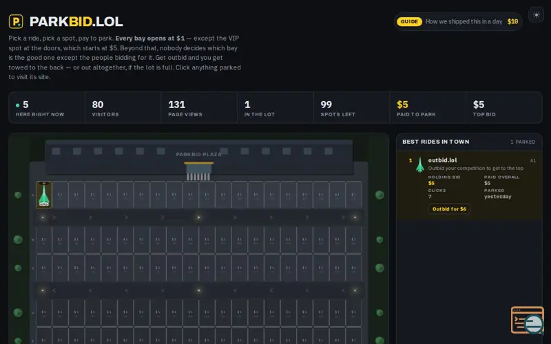 Screenshot of Park Bid