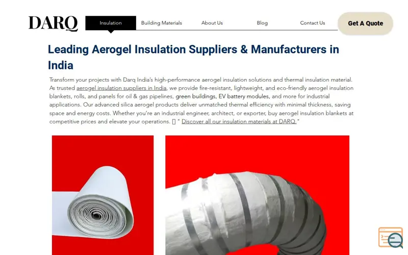 Screenshot of Aerogel Insulation Solutions