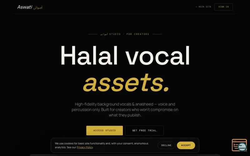 Screenshot of Aswati Studio