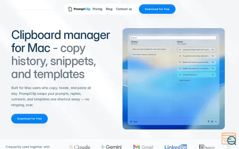Screenshot of PromptClip.io
