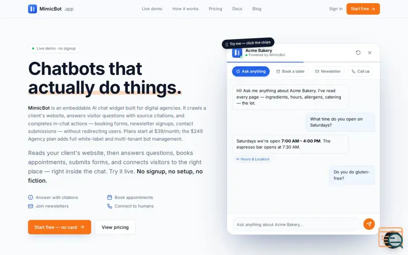 Screenshot of MimicBot