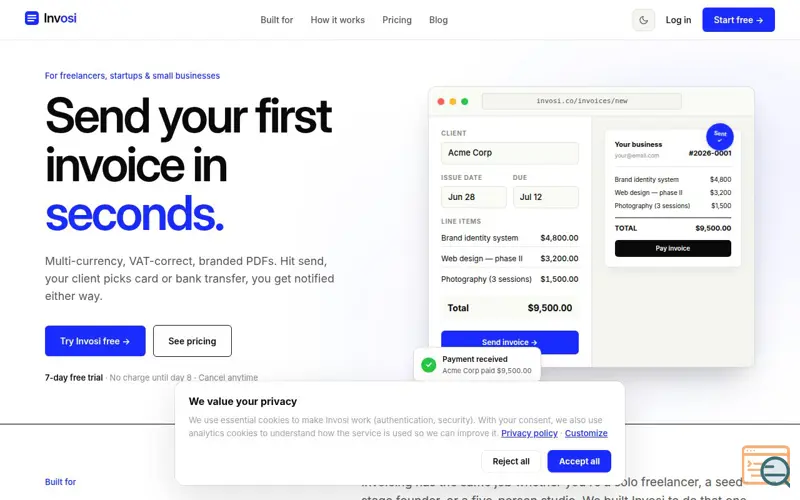 Screenshot of Invosi