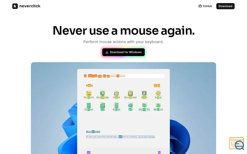 Screenshot of Neverclick