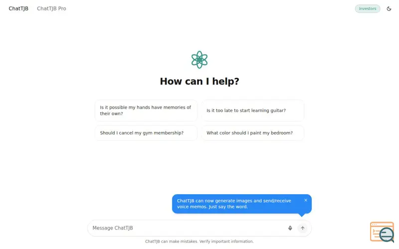 Screenshot of ChatTJB