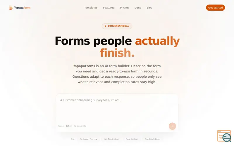 Screenshot of YapapaForms