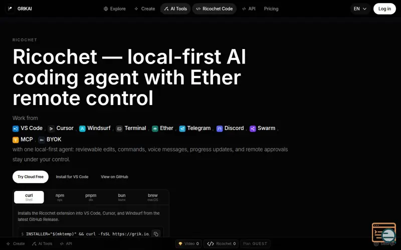 Screenshot of Ricochet coding