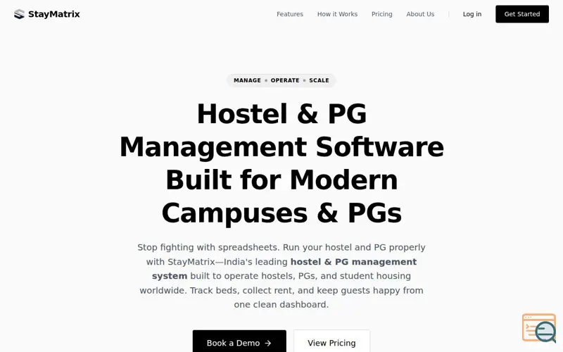 Screenshot of StayMatrix – Hostel & PG Management Software for Colleges & PGs