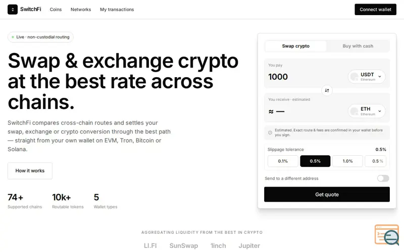 Screenshot of SwitchFi