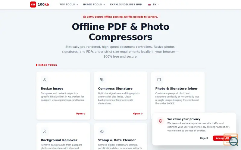 Screenshot of 100kb.in