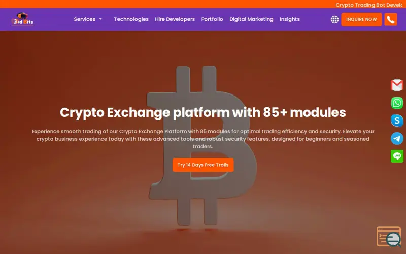 Screenshot of Crypto Exchange Platform with 85 Modules