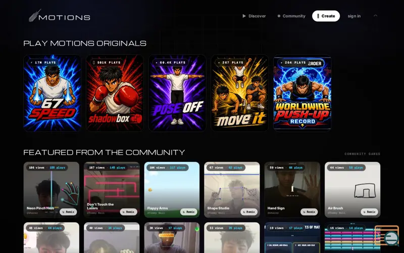 Screenshot of Motions