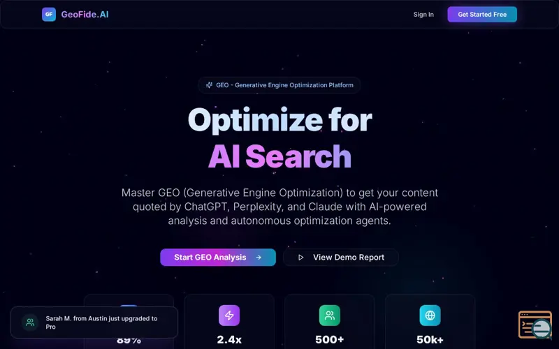 Screenshot of GeoFide.AI
