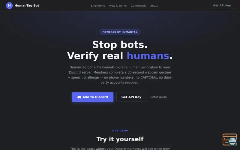 Screenshot of Discord Verification Bot by HumanTag