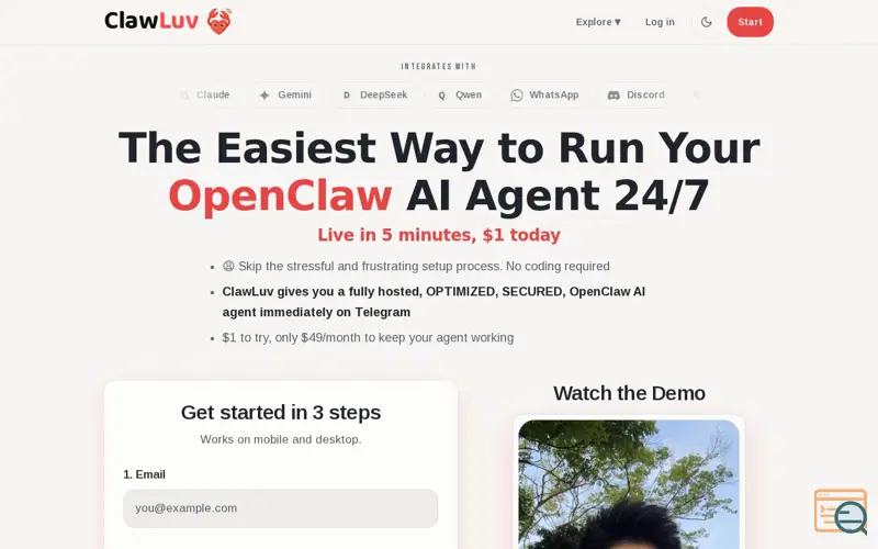 Screenshot of ClawLuv