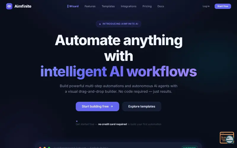 Screenshot of Aimfinite &mdash; AI Automation Platform - Aimfinite