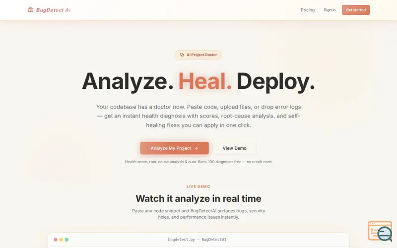 Screenshot of BugDetect AI