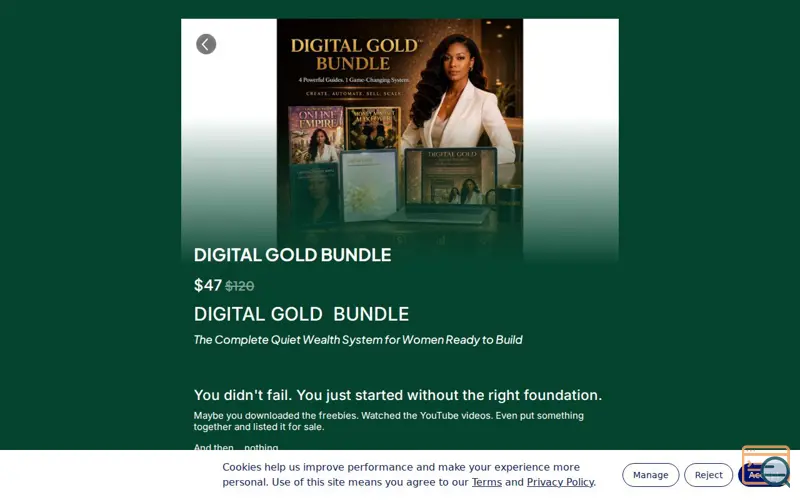 Screenshot of DIGITAL GOLD BUNDLE, a launch using Stan Store