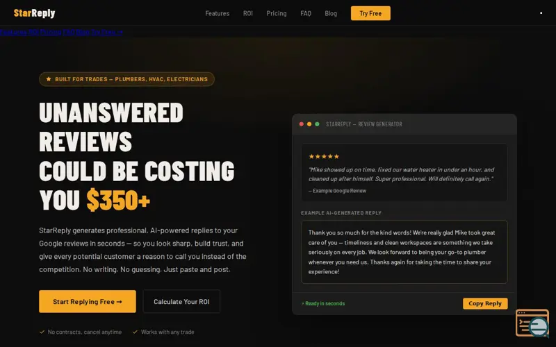 Screenshot of StarReply