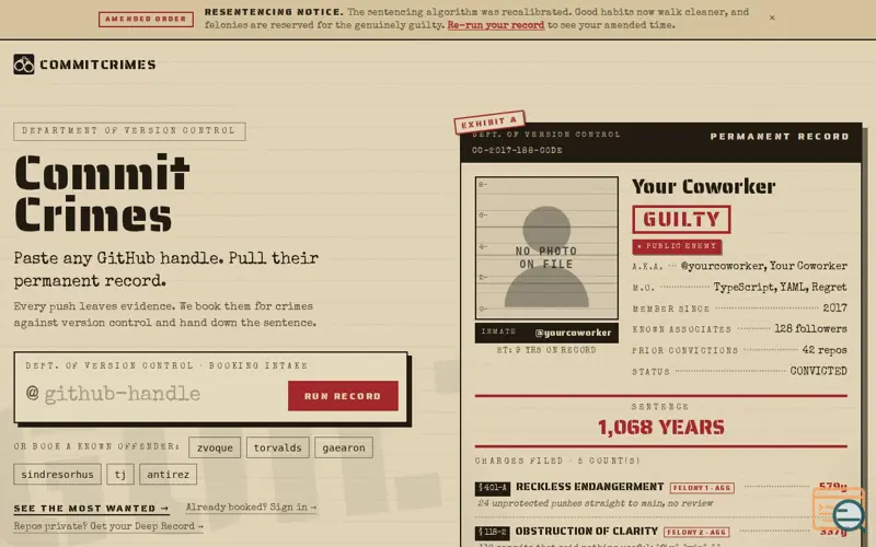 Screenshot of CommitCrimes