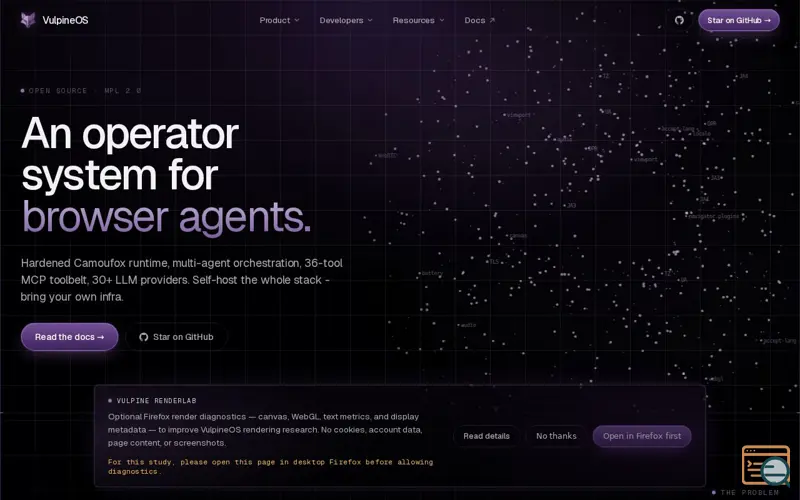 Screenshot of VulpineOS