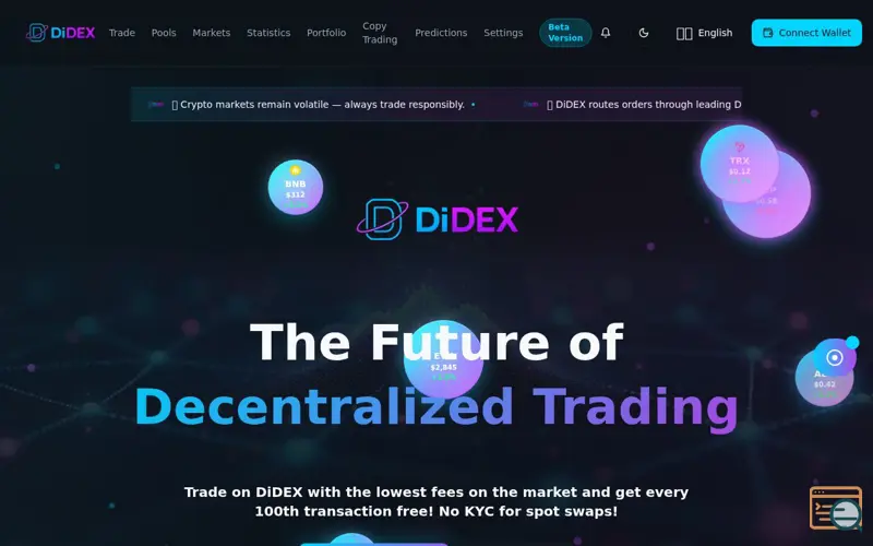 Screenshot of DiDEX