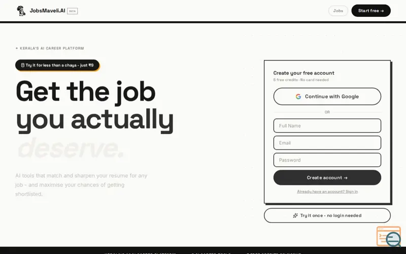 Screenshot of JobsMaveli, a launch using Spaceship DNS