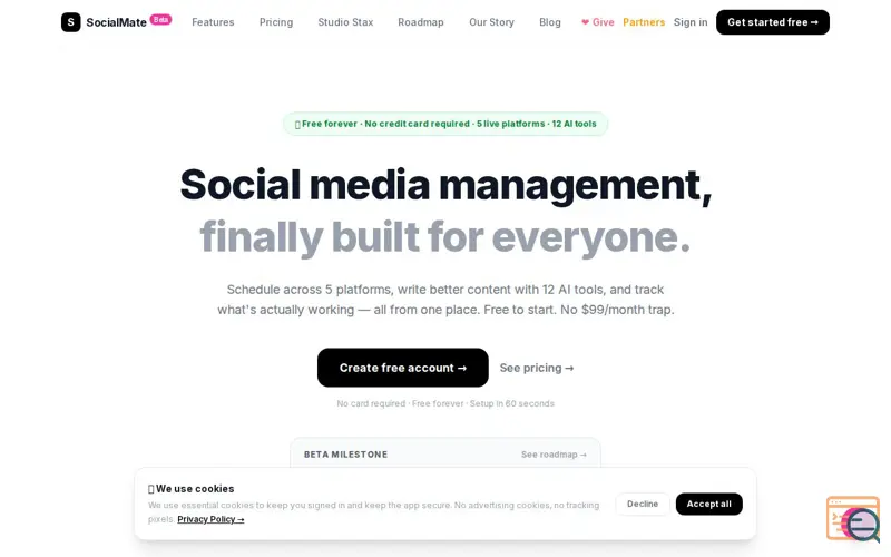 Screenshot of SocialMate