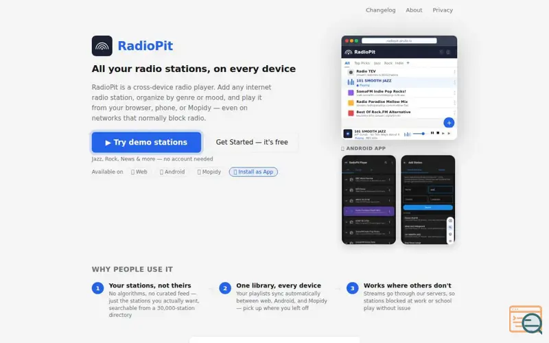 Screenshot of RadioPit, a launch using Google Cast