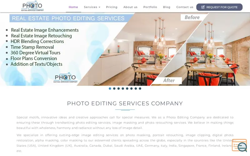 Screenshot of Photo Editing Services