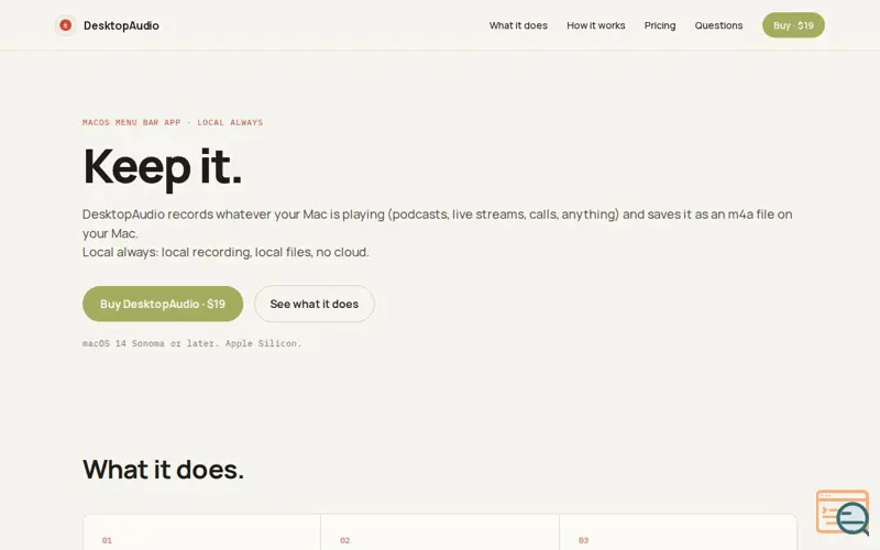 Screenshot of DesktopAudio