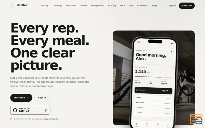 Screenshot of OneRep