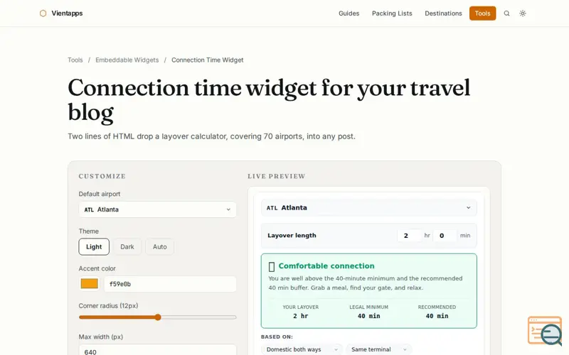 Screenshot of Layover Check