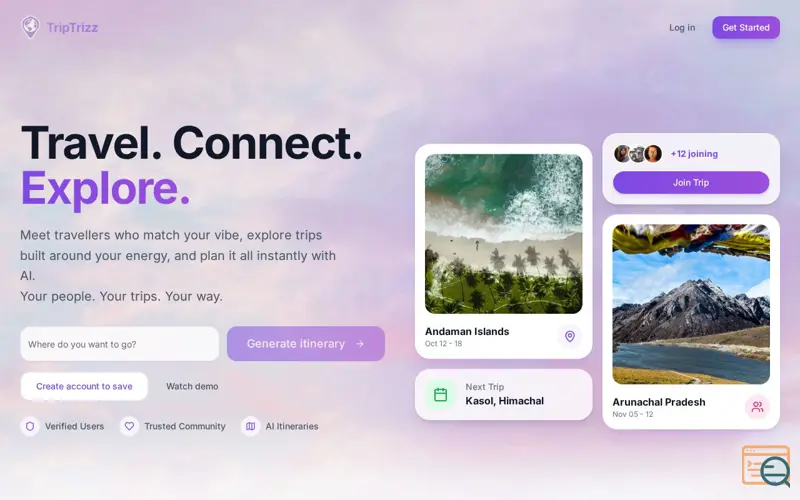 Screenshot of TripTrizz