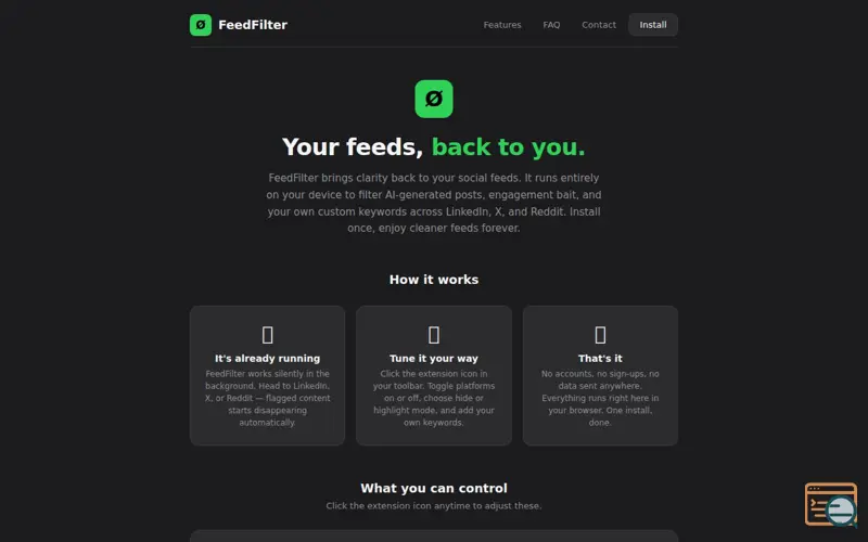 Screenshot of Welcome to FeedFilter