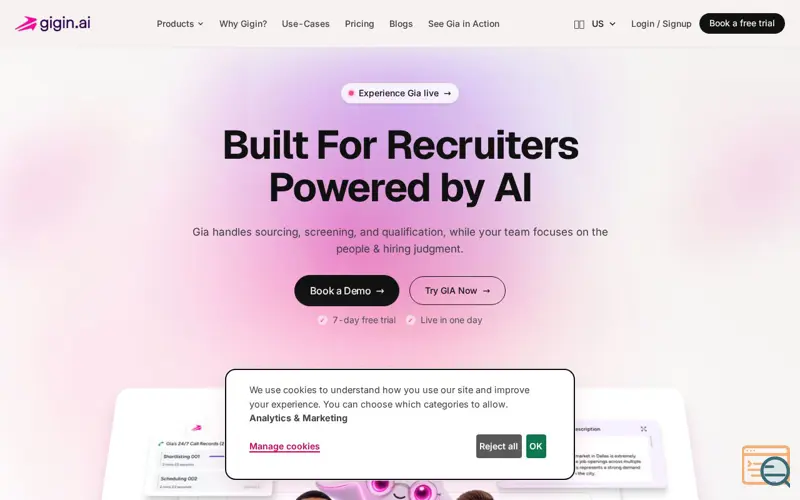 Screenshot of Gigin.ai, a launch using Demandbase