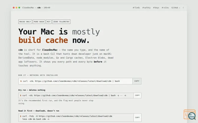 Screenshot of CleanDevMac