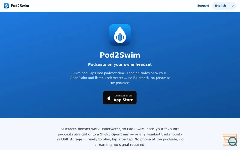 Screenshot of Pod2Swim — Podcasts on your swim headset