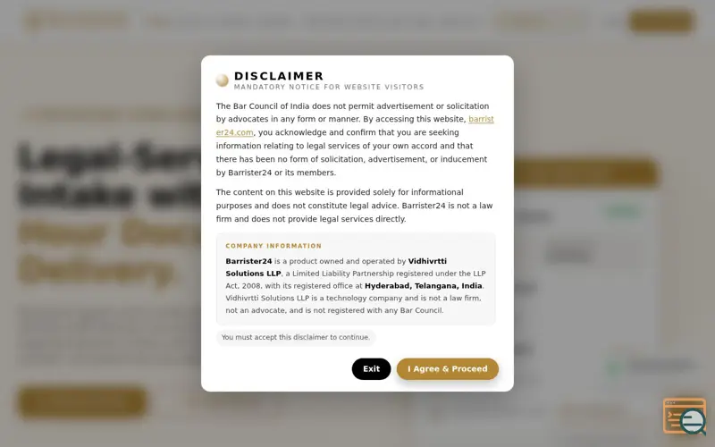 Screenshot of Barrister24